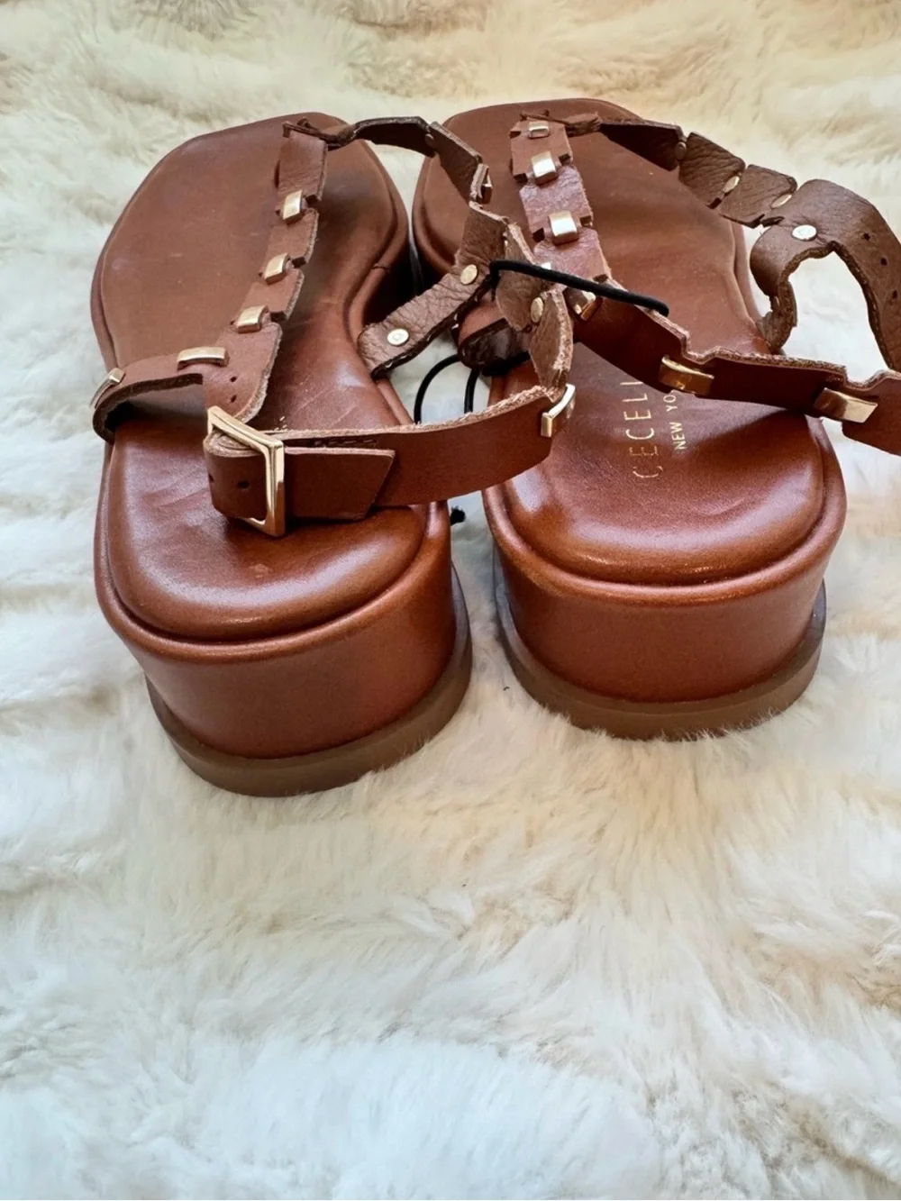 Anthropologie Cecelia New York Kimbal T-Strap Sandals Size 7 Brown Leather